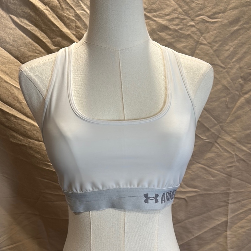 Under Armour White and Gray Sports Bra with Racerback
